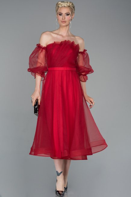 Abendkleid Midi Rot ABK971