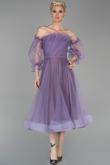 Abendkleid Midi Lila ABK971
