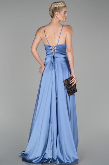 Abendkleid Lang Satin Indigo ABU1458
