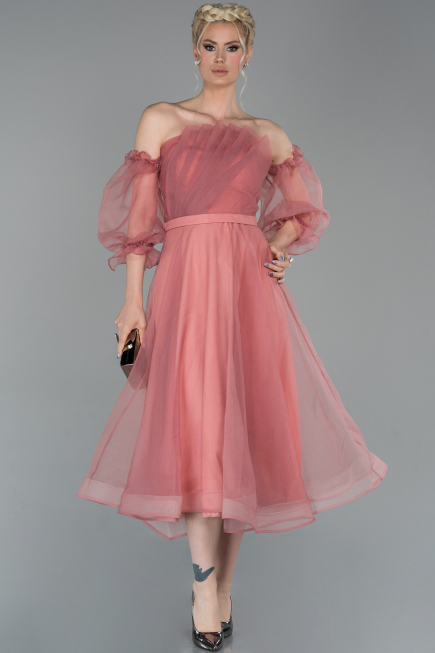 Abendkleid Midi Altrosa ABK971