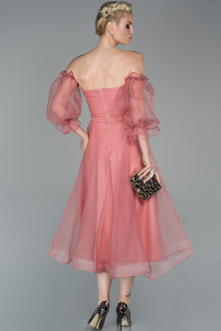 Abendkleid Midi Altrosa ABK971