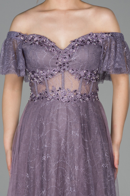 Abendkleid Lang Spitze Lavendel ABU1666