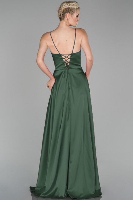Abendkleid Lang Satin Khaki ABU1458
