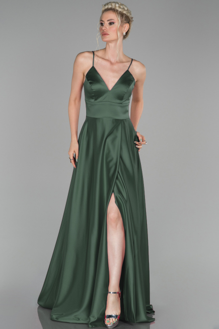 Abendkleid Lang Satin Khaki ABU1458