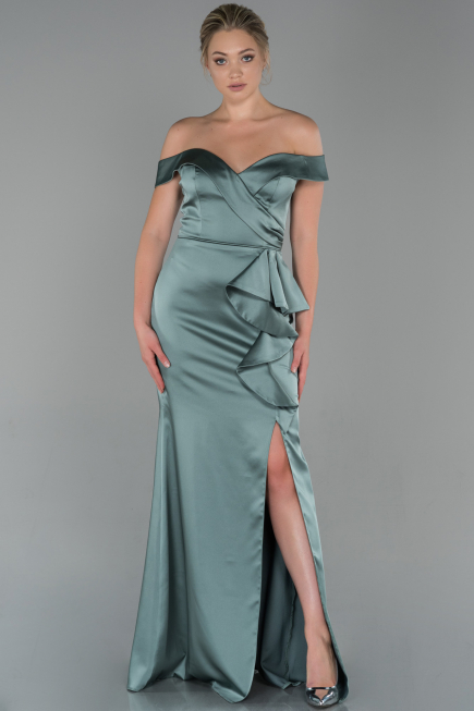 Abendkleid Lang Satin Türkis ABU1713