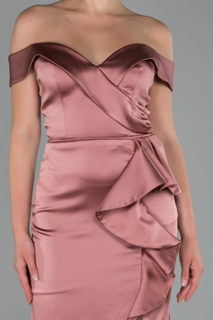Abendkleid Lang Satin Altrosa ABU1713