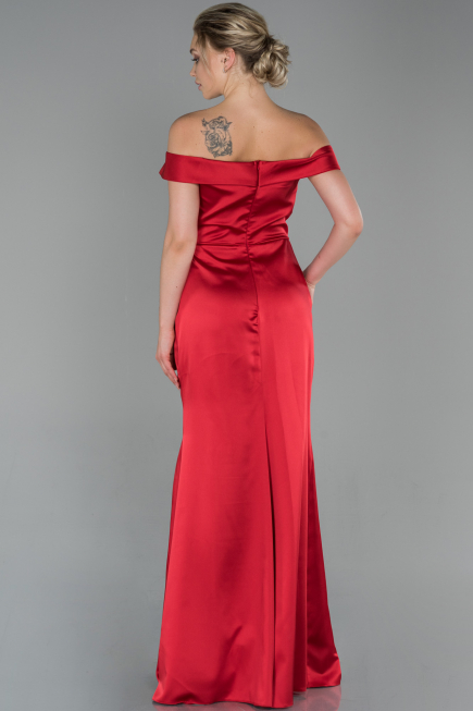 Abendkleid Lang Satin Rot ABU1713