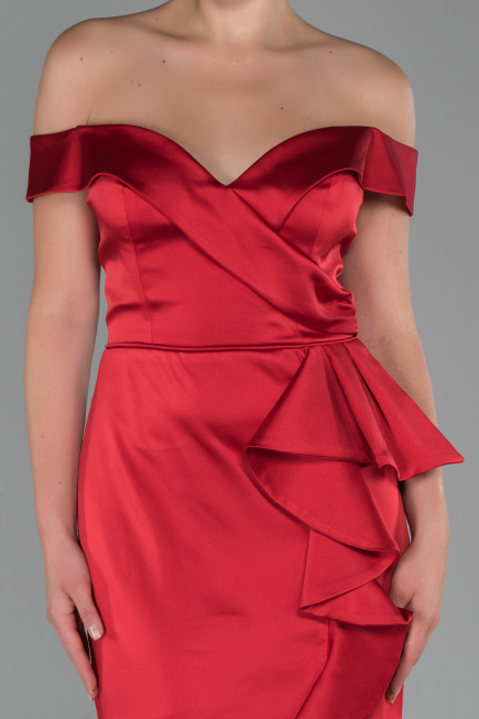 Abendkleid Lang Satin Rot ABU1713