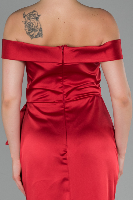 Abendkleid Lang Satin Rot ABU1713