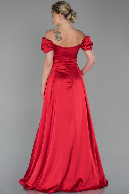 Abendkleid Lang Satin Rot ABU1716