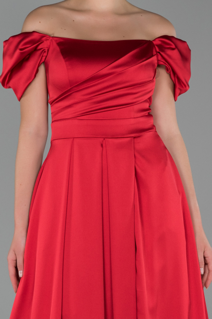 Abendkleid Lang Satin Rot ABU1716