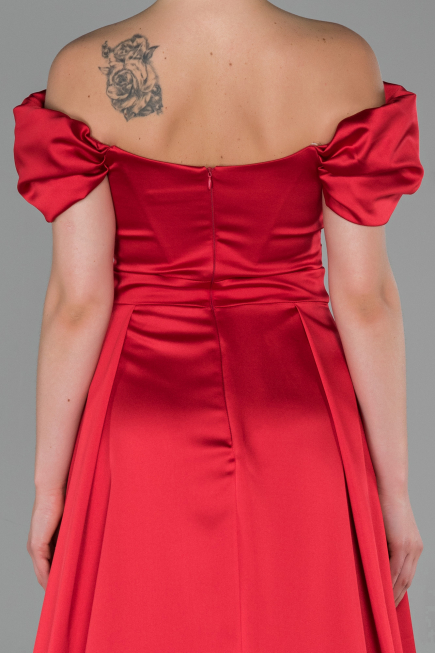 Abendkleid Lang Satin Rot ABU1716