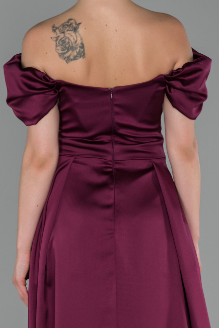 Abendkleid Lang Satin Pflaume ABU1716