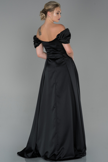 Abendkleid Lang Satin Schwarz ABU1716