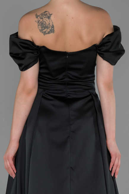 Abendkleid Lang Satin Schwarz ABU1716