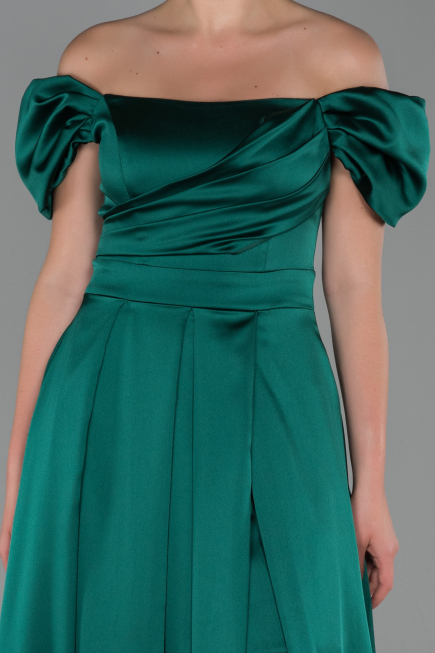 Abendkleid Lang Satin Smaragdgrün ABU1716