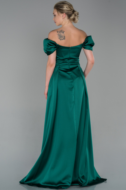 Abendkleid Lang Satin Smaragdgrün ABU1716