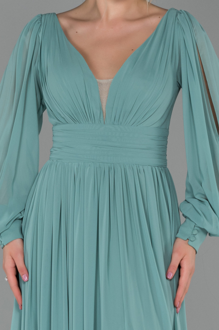 Standesamtkleid Lang Chiffon Türkis ABU1702