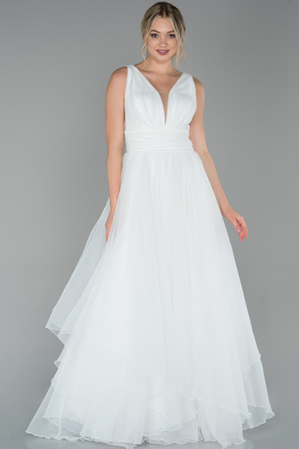 Abendkleid Lang Weiß ABU1727