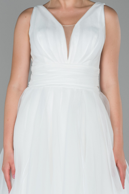 Abendkleid Lang Weiß ABU1727