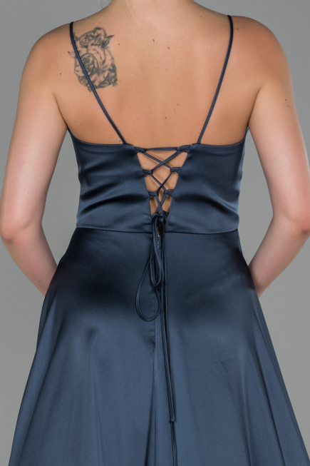 Abendkleid Lang Satin Anthrazit ABU1458
