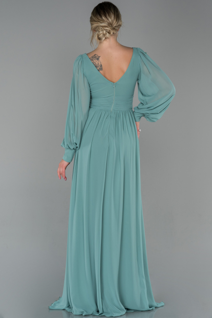 Standesamtkleid Lang Chiffon Türkis ABU1702