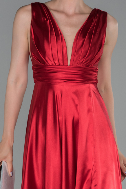 Abendkleid Lang Satin Rot ABU1737