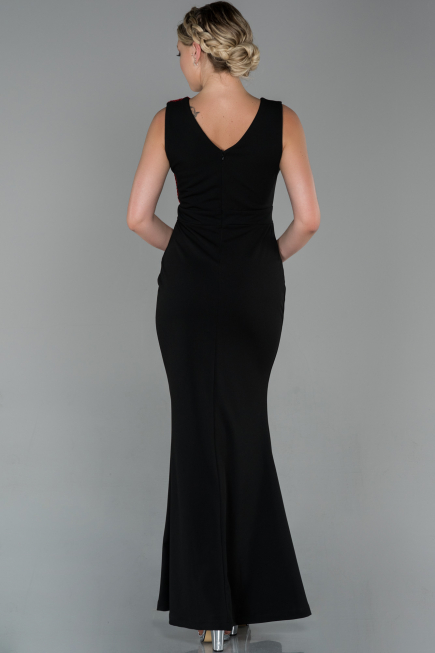 Abendkleid Lang Schwarz-Rot ABU1190