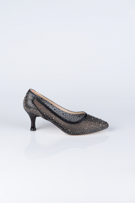 Party-Schuhe Steinbesetzt Schwarz MJ5314