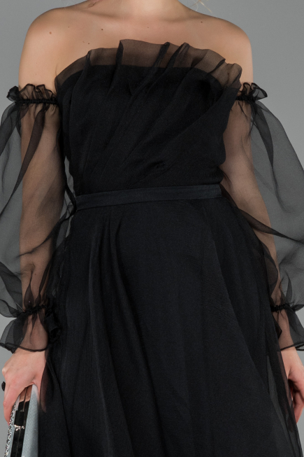 Abendkleid Midi Schwarz ABK971
