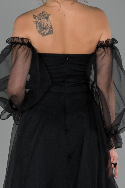 Abendkleid Midi Schwarz ABK971