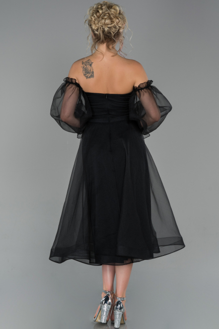 Abendkleid Midi Schwarz ABK971