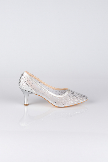 Party-Schuhe Steinbesetzt Silber MJ5314