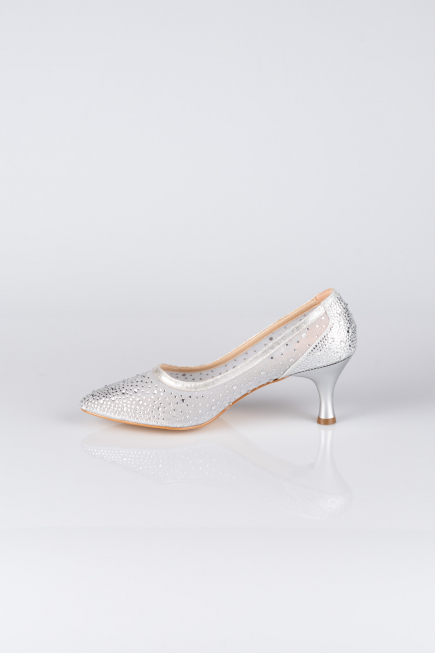 Party-Schuhe Steinbesetzt Silber MJ5314