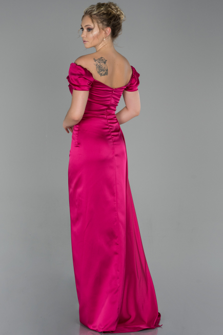 Verlobungskleid Satin Lang Fuchsie ABU1606