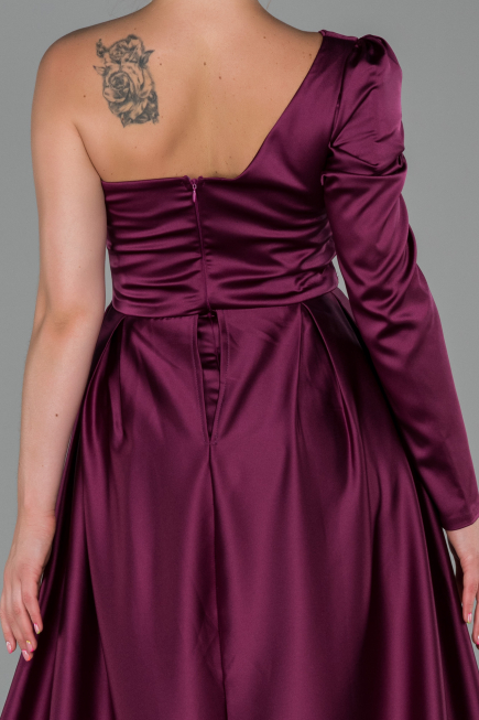 Abendkleid Satin Lang Pflaume ABU1715