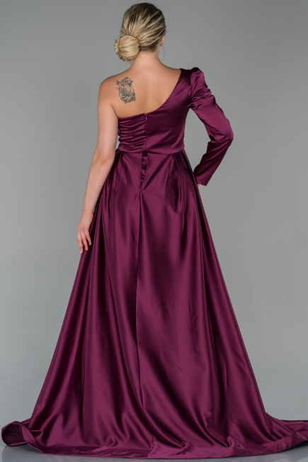 Abendkleid Satin Lang Pflaume ABU1715