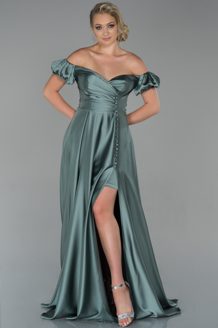 Abendkleid Lang Satin Türkis ABU1840
