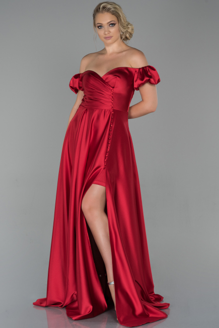 Abendkleid Lang Satin Rot ABU1840