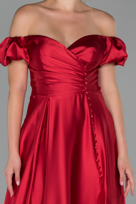 Abendkleid Lang Satin Rot ABU1840