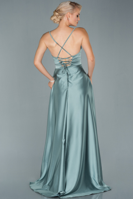 Minzgrün Abendkleid Satin Lang ABU1843