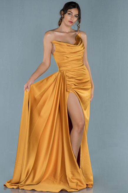 Abschlusskleid Lang Senfgelb ABU358