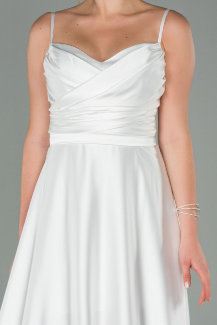 Weiß Abendkleid Satin Lang ABU1601