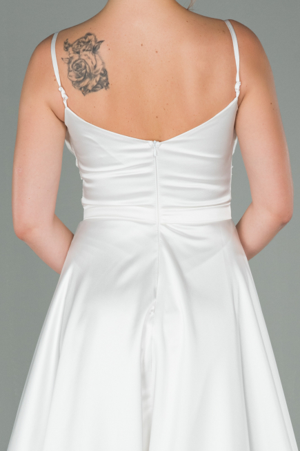 Weiß Abendkleid Satin Lang ABU1601