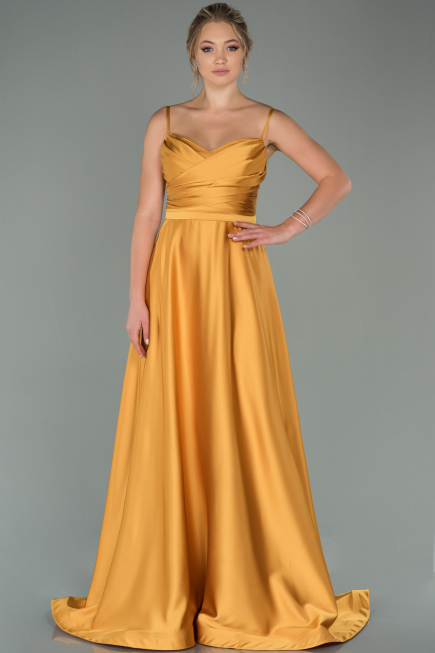 Safran Abendkleid Satin Lang ABU1601