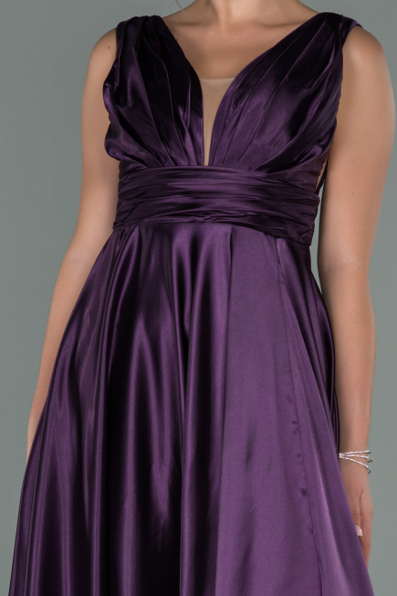 Violett dunkel Abendkleid Satin Lang ABU1737