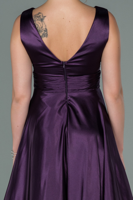 Violett dunkel Abendkleid Satin Lang ABU1737