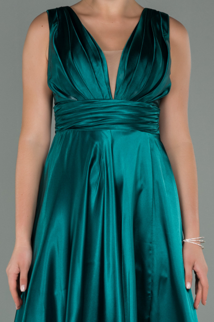 Smaragdgrün Abendkleid Satin Lang ABU1737