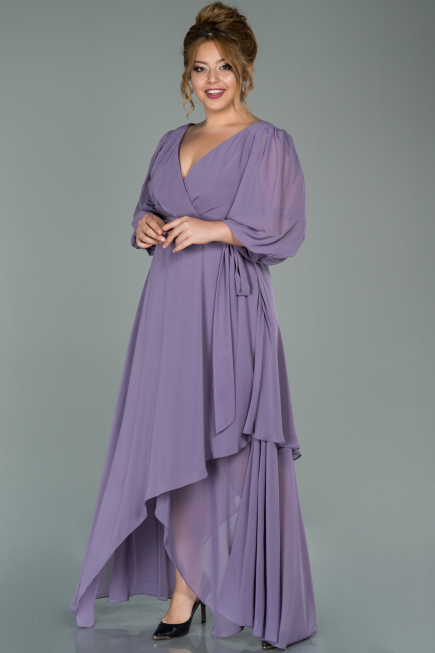 Lavendel Kleider İn Groben Midi Chiffon ABK1083