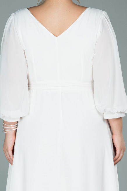 Weiß Kleider İn Groben Midi Chiffon ABK1083